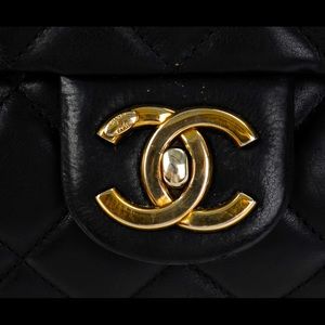 Crown Chanel flap bag w/authenticity card